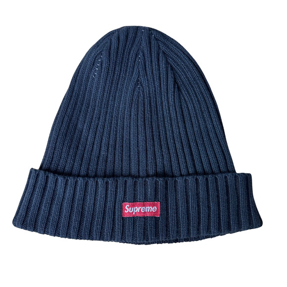 Supreme Hat Beanie Ribbed Knit Black Small Box Logo Red Patch Winter Streetwear - Picture 1 of 7